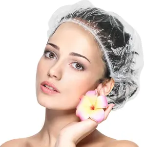 غطاء شعر بلاستيكي شفاف لمعالجة الشعر للاستخدام المنزلي في المنتجعات الصحية للفنادق وصالونات الشعر غطاء حمام بلاستيكي مرن شفاف