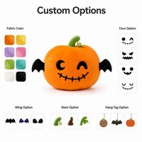 Halloween-Kürbis-Plüschtier, individuell gestaltbare weiche Stofftierpuppe, niedliche Fledermausflügel-Jack-O'-Lantern, Feiertagsparty-Deko, niedrige Mindestbestellmenge, OEM, ODM