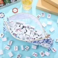 Sac de rangement durable de style chinois imprimé pour Mahjong avec fenêtre transparente pour un accès facile et une organisation optimale