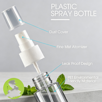 Bouteilles pulvérisatrices en plastique transparent de 100 ml à 500 ml, à épaule plate, à brume fine, vides, anti-fuite, rechargeables, pour liquides