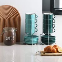 Logo personnalisé des fabricants d'usine Tasse à café en porcelaine Tasse à expresso et soucoupe en céramique Tasses à café émaillées personnalisées
