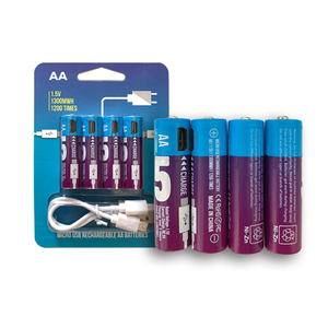 Lot de 2 piles rechargeables AA de qualité supérieure, charge USB Micro/Type-C, 1300 mAh, 1,5 V, piles AAA Ni-Mh SMARTOOOLS - Product Image 5