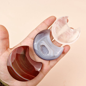Piedra de Cristal Pulida en Forma de Luna, Colección de Cristales, Ágata, <span class=keywords><strong>Granate</strong></span>, <span class=keywords><strong>Cuarzo</strong></span> Rosa para Decoración, Venta Caliente - Product Image 2