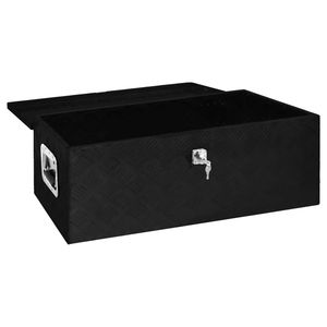 Black Aluminum Storage <b>Box</b> 35.4x18.5x13.2 <b>Tool</b> Organizer Garage Use Waterproof Closure - Product Image 6