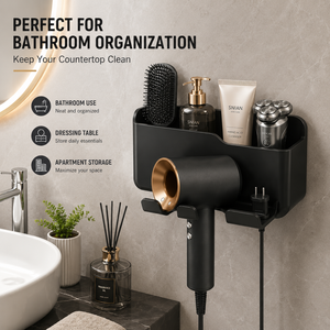 Soporte de Pared para Secador de Pelo de Baño, Sin Taladro, Plástico ABS, Organizador de Almacenamiento para Salón y Hogar - Product Image 2