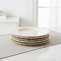 Assiettes jetables en plastique à bordure pour la salle à manger et la commodité de la cuisine