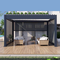 Pergola Moderne Rétractable d'Extérieur en Aluminium, Tente de Jardin, Pavillon Imperméable Pare-Soleil pour Pelouse, Terrasse, Villa, Parc