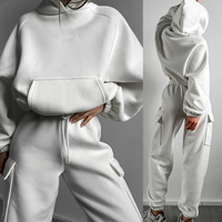 Ensemble de survêtement décontracté à capuche pour femme, style européen et américain, collection automne-hiver, coupe ample, en toile unie