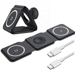 2024 Cargador inalámbrico magnético Cargador inalámbrico plegable Soporte 15W 3 en 1 Cargador inalámbrico plegable para Iwatch para <span class=keywords><strong>Airpods</strong></span> - Product Image 5