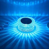 Lampe de bureau LED portable TSINYE en cristal, 3 niveaux de luminosité, 16 couleurs, télécommande tactile, lampe rechargeable pour chambre/salon