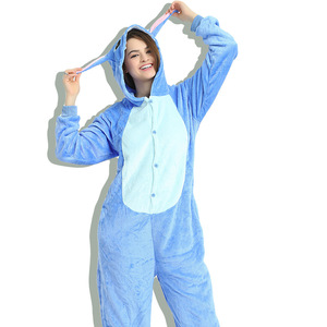 Pyjama une Pièce Animaux en Flanelle pour Adultes et Enfants, Stitch Bleu, Dessin Animé, <span class=keywords><strong>Jeu</strong></span> <span class=keywords><strong>de</strong></span> Rôle, Pyjama Familial à Capuche, Vêtements d'Intérieur, Vente en Gros et au Détail - Product Image 6