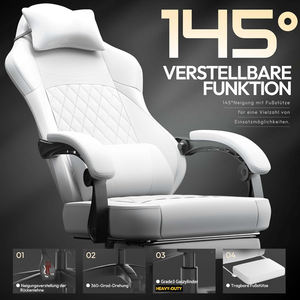 Échantillon gratuit bon marché Anji personnalisé Chaise de jeu de course ergonomique en PU blanc avec soutien lombaire Haut-parleurs de massage - Product Image 6
