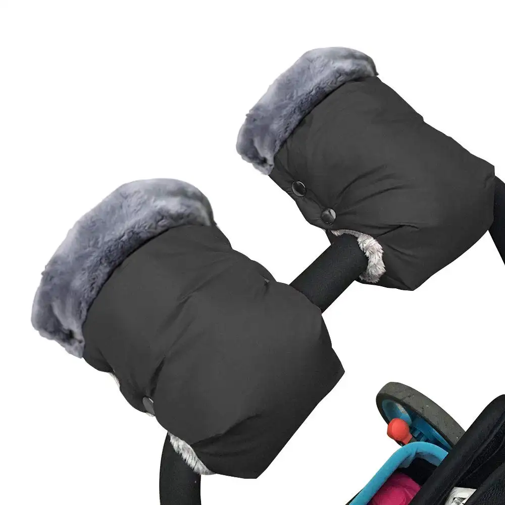 Winter Kinderwagen Handschoenen Met Bont Voor Ouders Zorgverleners Hand Muff Waterdicht Extra Dikke Warme Anti-Freeze Wandelwagen Handschoenen