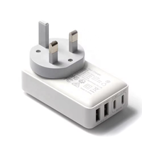 Chargeur mural fin 40W 4 ports Gan PD3.0 à charge rapide, 2 USB-C, 2 USB-A, prise US/UK/EU/AU pour téléphone portable Samsung Android