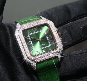Montre mécanique de luxe pour homme, style Santo, avec boîtier et lunette carrés modifiés 3A Aftermarket, entièrement sertis de moissanite, cadran transparent coloré - Product Image 6