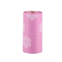 Sacs à déjections pour animaux de compagnie en PLA rose fleur de cerisier, tendance, essentiels pour la promenade des chiens en extérieur, biodégradables, avec fermeture autocollante