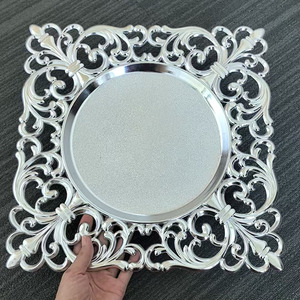 Wholesale Wedding Decorative Underplates 13in Gold Silver <strong>Square</strong> Plastic Charger <strong>Plates</strong> for Table <strong>Setting</strong> - Product Image 1