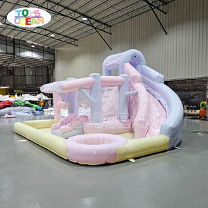 Tobogán Acuático Inflable con Temática de Dulces, <span class=keywords><strong>Parque</strong></span> Acuático Infantil para Jardín con Rociador y Piscina de Pelotas - Product Image 3