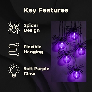 Luci a Stringa LED <span class=keywords><strong>DOTO</strong></span> Spider Bulb, Classificate IP44, Catene Luminose BO per Decorazioni di Halloween - Product Image 3