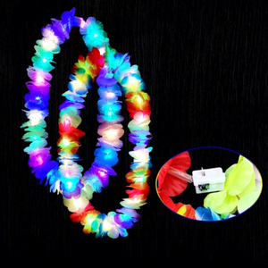 Christmas LED Light up Cloth Hawaiian Leis Flower Necklace Rainbow Tropical <b>Luau</b> Beach <b>Party</b> Carnival Decorations - Product Image 1