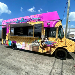 The Coolest Ice Cream Truck 15.7 Ft Aluminum Food Truck With Soft Serve <b>Machine</b> Insulated Compartments Outdoor Use - Product Image 1