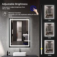 Miroir de salle de bain mural rectangulaire moderne, éclairé par LED, tactile, IP66, de luxe, alimenté par prise, en aluminium, avec miroir intégré