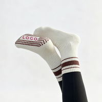 Nouvelle Tendance Chaussettes Antidérapantes à Double Grip avec Logo Personnalisé pour Yoga, Chaussettes en Coton pour Femmes