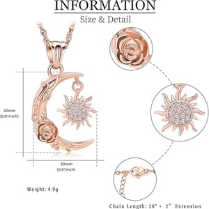 Collana Urna Personalizzata Luna e Sole Rosa per Ceneri di Animali Domestici, Gioiello Commemorativo <span class=keywords><strong>in</strong></span> Acciaio Inossidabile - Product Image 6