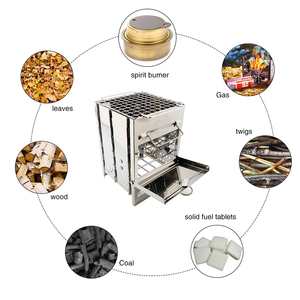 Outdoor Stainless Steel Square Wood Stove BBQ <strong>Grill</strong> Picnic Stove Outdoor <strong>Mini</strong> <strong>Charcoal</strong> Stove Folding <strong>Grill</strong> - Product Image 3