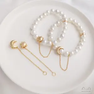 Fashion Bracelets Accessories Moon Sun Big Hole Bead Pendant Chain DIY Beaded Bracelet Spacer Beads