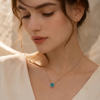 Collier pendentif élégant en argent sterling SS925, opale naturelle bleue, design étoile et lune, collier en pierres précieuses, cadeau polyvalent pour la fête des mères
