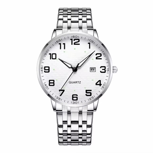 New Stylish <b>Watch</b> with Steel Band, Calendar, and Trendy Light Luxury Design Luminous Quartz <b>Watch</b> couple <b>watches</b> - Product Image 1