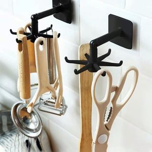 360 Degree Rotatable PP Punch Free Six Claw <b>Hook</b> Kitchen Spatula Spoon <b>Wall</b> Mounted Storage Hanger Novelty <b>Hooks</b> - Product Image 3