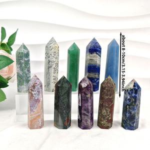 Vente en gros de pierres de guérison naturelles de haute qualité, pointe de baguette, tour de cristal en matériaux mixtes, artisanat pour la décoration - Product Image 4