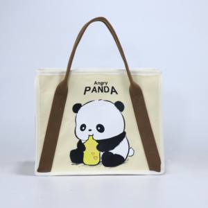 กระเป๋าผ้าแคนวาสลายการ์ตูนแพนด้า ปาคา ด็อก พิมพ์โลโก้ได้  กระเป๋าถือวินเทจ  กระเป๋าช้อปปิ้งขนาดใหญ่  ของขวัญ - Product Image 2