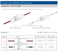 Skydance V1-M(D) 5A LED Mini Contrôleur RF sans fil 12V 24V a mené le gradateur PWM Connecteur de commutateur De télécommande