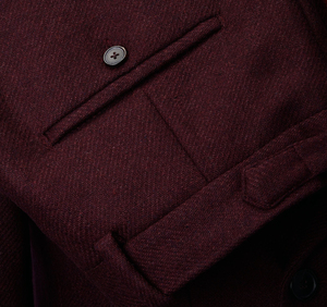 Vino scuro pesante Tweed invernali Custom abiti da uomo italiano per matrimonio formale sposo smoking spina di pesce moda maschile 3 pezzi - Product Image 3