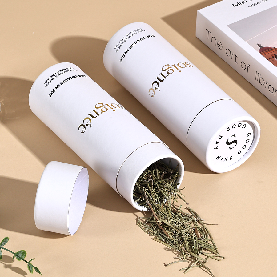 Custom Logo Sugar Bath Salt Hot Stamping Cardboard Cylinder Tube Packaging Eco Friendly Coffee Loose Tea Food Paper Tube Box