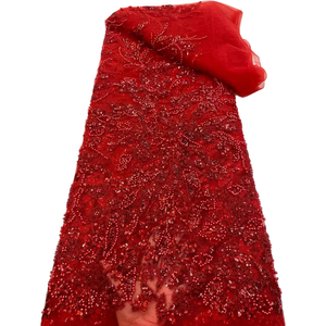 Wholesale African Luxury French <strong>Lace</strong> <strong>Fabric</strong> With Sequins and Beads 2022 Embroidery <strong>Orange</strong> Color <strong>Lace</strong> <strong>Fabric</strong> for Dress - Product Image 5