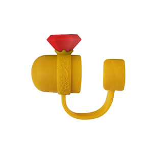 Tapa de paja de vidrio con anillo Rosa Corazón de silicona de grado alimenticio de 10 Mm para accesorio de barra de paja Boba, novedad - Product Image 4