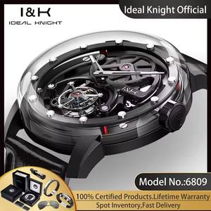 Reloj de pulsera mecánico automático de lujo de alta gama con tourbillon real IDEAL KNIGHT para hombre, transparente y hueco, ideal para dropshipping. - Product Image 2