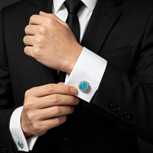 Blue White Colors Shirt Sleeve Buttons Creative Round Cufflinks for Men's Party Jewelry Gift - Product Image 1