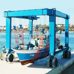 100 ton mobile boat lift gantry crane, untuk perahu mengangkat kapal pesiar perahu derek