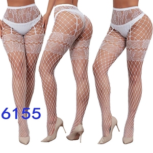 Collants sexy transparents en nylon à haute élasticité, résille florale en dentelle pour femme, vente en gros - Product Image 6