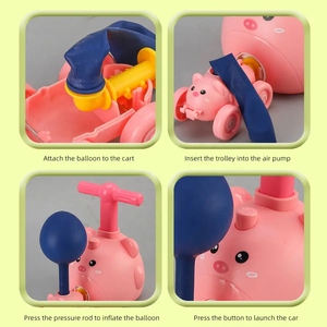 Vendita a caldo transfrontaliera giocattolo aerodinamico inerziale di plastica maialino <span class=keywords><strong>tigre</strong></span> orso modello gonfiatore auto di espulsione per bambini - Product Image 2