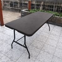 Table d'appoint pliable en plastique rotin de haute qualité, 6 pieds, pour camping et extérieur