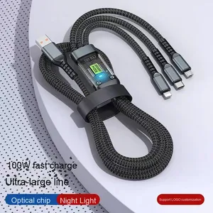 Hot 100W nylon trong suố<span class=keywords><strong>t</strong></span> hiển thị kỹ thuậ<span class=keywords><strong>t</strong></span> số ba-trong-mộ<span class=keywords><strong>t</strong></span> sạc nhanh cáp dữ liệu mộ<span class=keywords><strong>t</strong></span>-để-ba Khả năng <span class=keywords><strong>t</strong></span>ương thích cho Huawei Android - Product Image 3