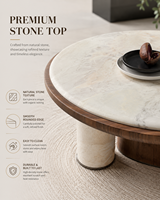 Table basse de luxe avec surface en pierre naturelle, mobilier de salon moderne, fabricant OEM