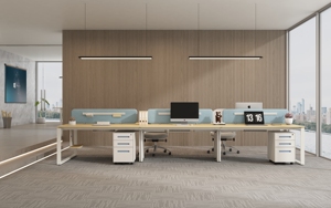 Tùy chỉnh chân thép cấu trúc mở mudular 4 người 6 người mặt đối mặt tuyến tính bàn làm việc văn phòng đồ nội thất Máy Trạm - Product Image 4