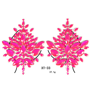 Tatouage de bijoux de poitrine qui brille dans le noir, <span class=keywords><strong>strass</strong></span>, autocollant de poitrine, tatouage temporaire, pierres précieuses pour le corps, pâte pour le <span class=keywords><strong>maquillage</strong></span> de <span class=keywords><strong>festival</strong></span> rave - Product Image 4